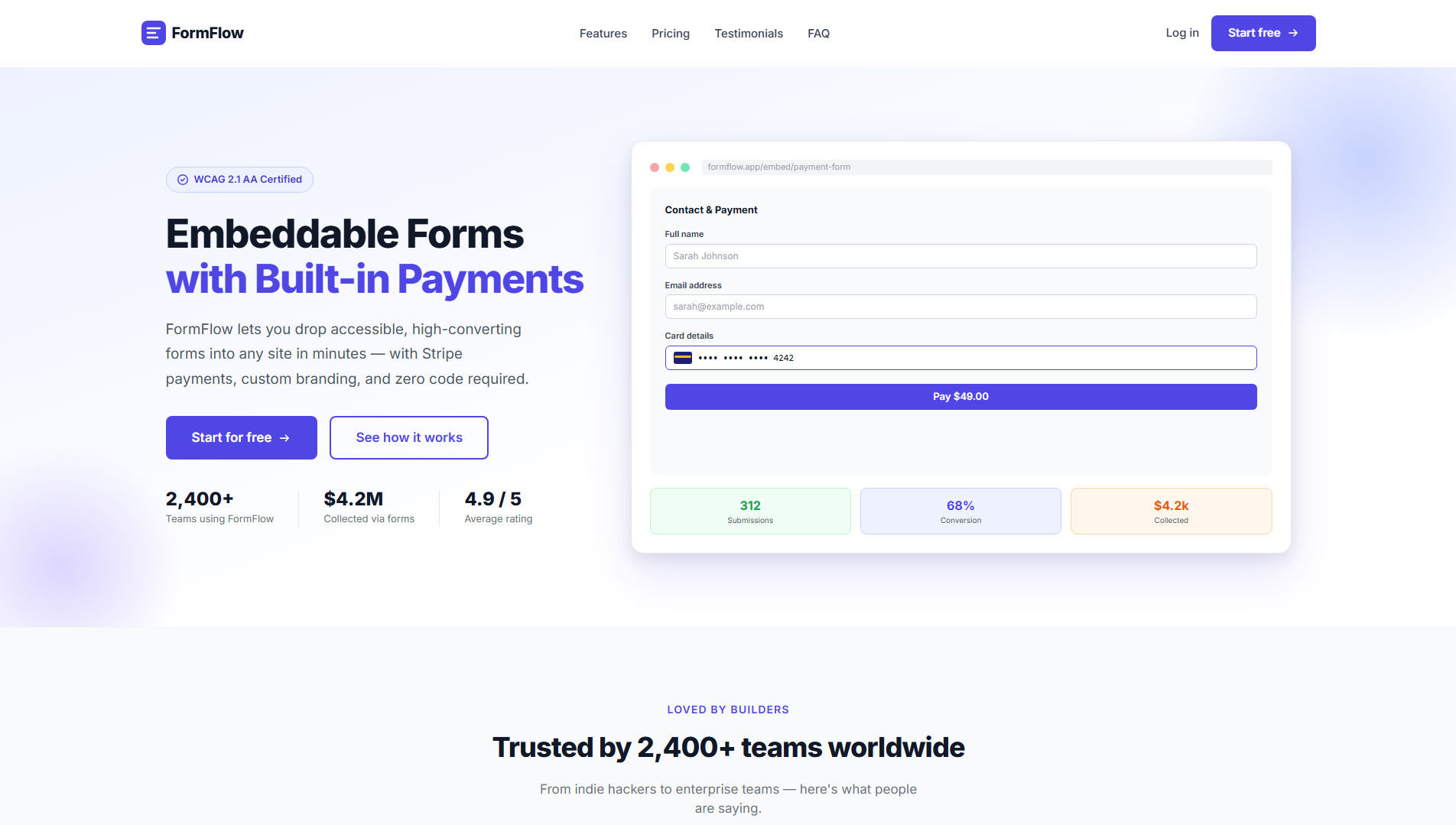 Launch Page Form Flow screenshot