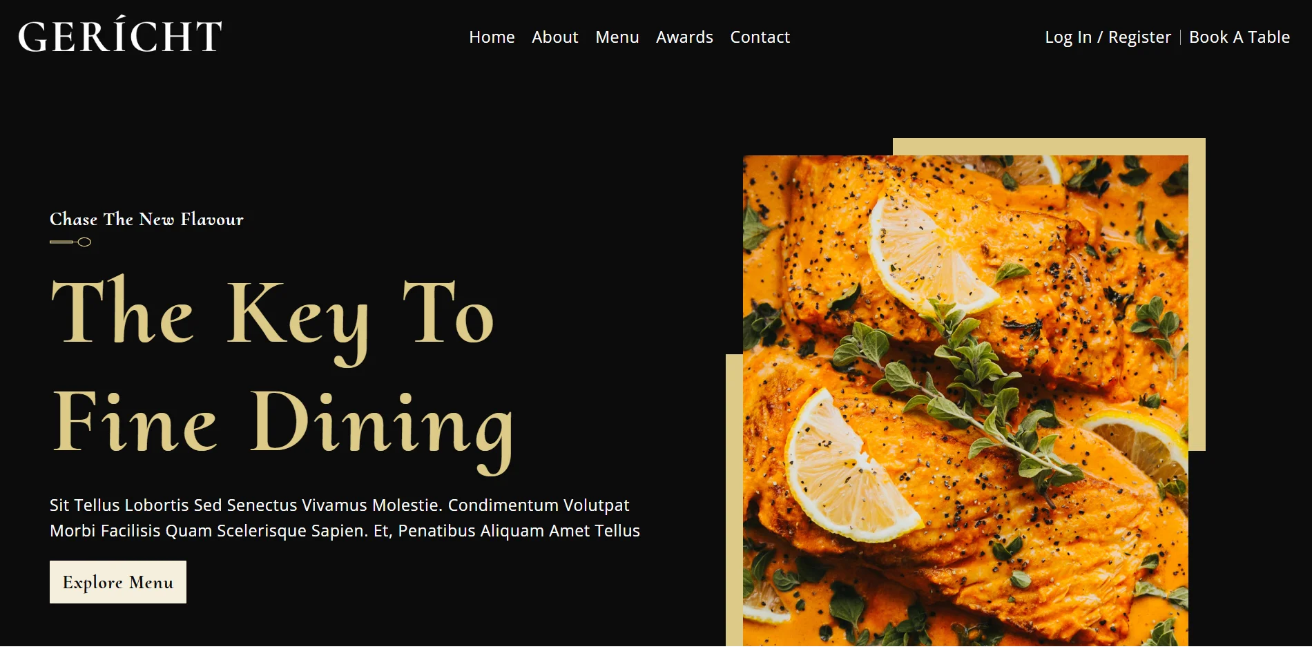 Gericht Restaurant website screenshot